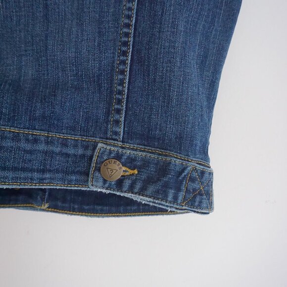 Vintage '90S Guess Jeans Dark Wash Sleeveless Button Jean Jacket Western Vest XS - Picture 11 of 11